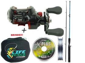 Kit de Pesca Vara 1,80m 15Kg + Carretilha + Linha Multifilamento (Ref. 27)