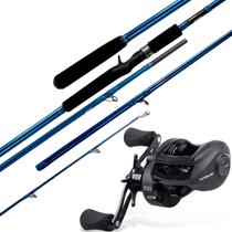 Kit de Pesca Vara Carbono 2,70m 60 Lbs + Carretilha Black Tamba BT11 Esquerda