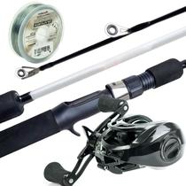 Kit de pesca Vara Carretilha e linha