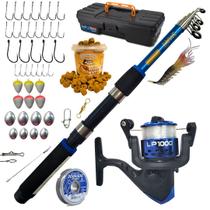 Kit de pesca Vara Telescopica + Molinete com Acessorios - cmik/jau-pesca