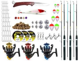 Kit De Pescaria Completo 3 Varas 3 Molinetes C/ Acessórios (Ref. 02) Kit De Pescaria Completo 3 Varas 3 Molinetes C/ Acessórios (Ref. 02)