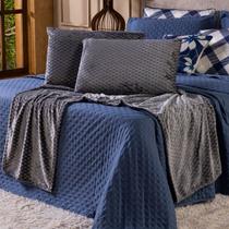 Kit de Peseira Para Cama Majestic com Fronhas 03 Peças - Tecido Mantinha Flannel em Toque de Seda Brilhante