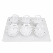 Kit de Petisqueira Prancha com Mini Caçarolas 7 Peças Porcelana