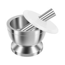 Kit De Pilão E Tigelas De Aço Inoxidável 2 Tamanhos, Moedor Manual De Especiarias À Prova De