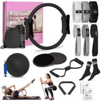 Kit de Pilates DICYWUDI com aro de 12" , 6 faixas de resistência e bola Kit de Pilates DICYWUDI com aro de 12" , 6 faixas de resistência e bola