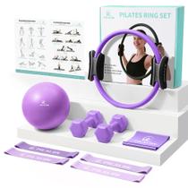 Kit de Pilates PILALON com Anel de 36 cm, Bola, Halteres e Bandas Kit de Pilates PILALON com Anel de 36 cm, Bola, Halteres e Bandas