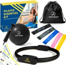 Kit de Pilates ProBody Pilates com aro de 14" e bola de 23 cm, faixas Kit de Pilates ProBody Pilates com aro de 14" e bola de 23 cm, faixas