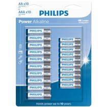 Kit de pilhas alcalina aaa + aa 10 unidades de cada lr036p20bp/59 - PHILIPS