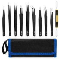 Kit de Pinças ESD em Aço Inoxidável UUBAAR com 10 Peças Kit de Pinças ESD em Aço Inoxidável UUBAAR com 10 Peças