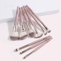 Kit de Pincéis de Maquiagem com 9 Peças Cor:Champagne Kit de Pincéis de Maquiagem com 9 Peças Cor:Champagne