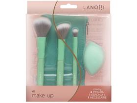 Kit de Pincéis e Esponjas de Maquiagem Lanossi - Mint Green 5 Unidades