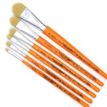 Kit de Pincéis Língua de Gato para Pintura em Tecido Castelo - 6 Unidades Kit de Pincéis Língua de Gato para Pintura em Tecido Castelo - 6 Unidades