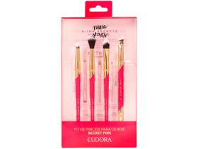 Kit de Pincéis para Maquiagem Eudora Niina Secrets Secret Pink 4 Peças
