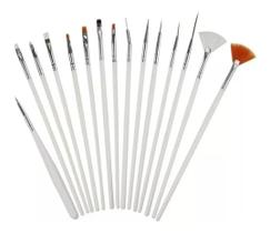 Kit de Pinceis para Nails Art 15pçs Alongamento e Decoração