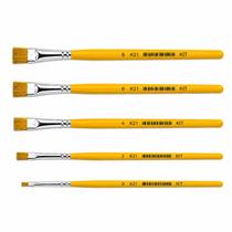 Kit de Pinceis para Pintura Chato K21 Cabo Longo Amarelo - 0, 2, 4, 6, 8 Kit de Pinceis para Pintura Chato K21 Cabo Longo Amarelo - 0, 2, 4, 6, 8