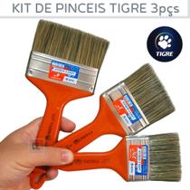 Kit de Pinceis Para Pintura Tigre Com 3un Trincha Profissional de Pintar Parede Tigre Pincel Para Pintor Pintar Casa