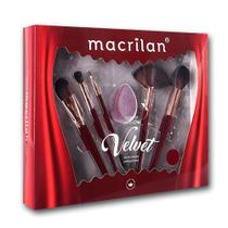 Kit De Pincéis Profissionais Velvet Vermelho - Macrilan