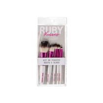 Kit de Pincéis Ruby Kisses Rosto e Olhos c/5un Kit de Pincéis Ruby Kisses Rosto e Olhos c/5un