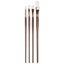 Kit de Pincel Sintético Branco Cabo Longo Sinoart 04 Peças Kit de Pincel Sintético Branco Cabo Longo Sinoart 04 Peças