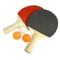 Kit de ping pong contém um par de raquetes e 3 bolinhas tênis de mesa básico