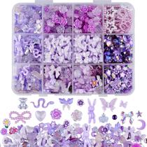 Kit de pingentes para unhas Kikonoke 850 peças 3D de flor de rosa borboleta