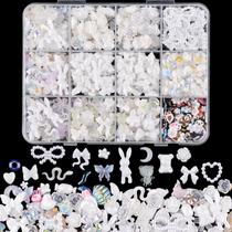 Kit de pingentes para unhas Kikonoke 850 peças 3D de flor de rosa borboleta