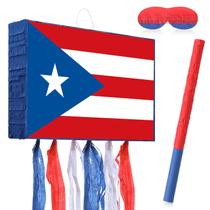 Kit de Pinhata com Bandeira de Porto Rico VioraWhite 41 x 27 x 7 cm
