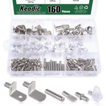 Kit de pinos para prateleira Keadic 160 peças niquelado 5 mm e 6 mm Kit de pinos para prateleira Keadic 160 peças niquelado 5 mm e 6 mm