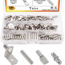 Kit de pinos para prateleira Taiss 120 peças niquelado, 4 estilos Kit de pinos para prateleira Taiss 120 peças niquelado, 4 estilos