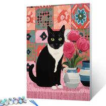 Kit de pintura a óleo em tela Tucocoo Black and White Cat 40x50cm Kit de pintura a óleo em tela Tucocoo Black and White Cat 40x50cm