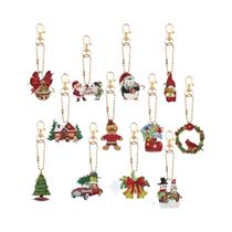 Kit De Pintura Com Diamantes Estilo Natalino 12 Peças DIY Chaveiro De Acrílico Durável Arte Com