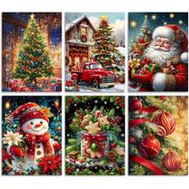 Kit de Pintura com Diamantes x6 Tema de Natal para Adultos 40x30 cm