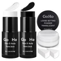 Kit de Pintura Corporal Go Ho Branco e Preto com Pó Fixador Kit de Pintura Corporal Go Ho Branco e Preto com Pó Fixador