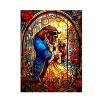 Kit de Pintura Diamante Disney Bela e a Fera - Broca Redonda Completa para Crianças