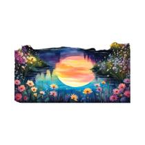 Kit De Pintura Diamante DIY Paisagem Floral Com Árvore, Lua E Lago, Bordado Completo Para Decoração