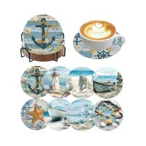 Kit De Pintura Diamante Oceano DIY Para Iniciantes Adultos - 8 Peças Com Suportes
