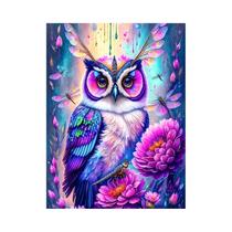 Kit De Pintura Em Diamante 5D Coruja Rosa Bordado Completo Em Forma Redonda Animal De Desenho