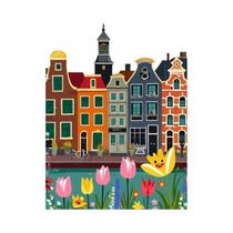 Kit De Pintura Em Diamante 5D De Casas Coloridas No Canal Tulipa DIY Kit Completo Em Poliéster