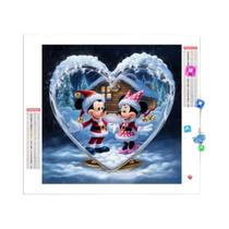 Kit De Pintura Em Diamante Mickey Minnie Natal 5D Com Pedras Redondas Completas Arte De Bordado