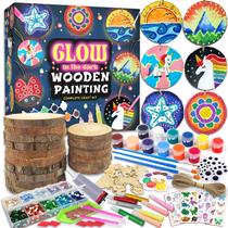 Kit de pintura em madeira klmars Glow in The Dark para crianças de 5 a 12 anos