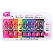 Kit de pintura em tecido Tulip Soft, pacote com 10 garrafas Rainbow de 30 ml Kit de pintura em tecido Tulip Soft, pacote com 10 garrafas Rainbow de 30 ml