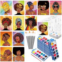 Kit de pintura em tela Ctosree 12 conjuntos com tintas e pincéis 20x25cm