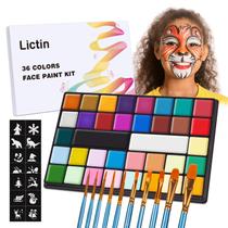 Kit de pintura facial à base de água de lictina 36 cores com estênceis e pincel Kit de pintura facial à base de água de lictina 36 cores com estênceis e pincel