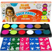 Kit de pintura facial Blue Squid completo com estênceis de 12 cores