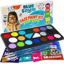 Kit de pintura facial Blue Squid, conjunto de estênceis infantis de 18 cores