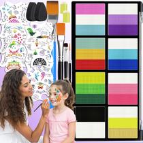 Kit de pintura facial Cacolor 18 cores com estênceis e pincéis Kit de pintura facial Cacolor 18 cores com estênceis e pincéis