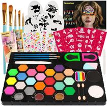 Kit de pintura facial ChromaCraze 24 cores com pincéis, estênceis