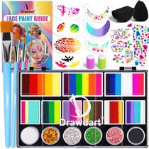 Kit de Pintura Facial Drawdart Paleta Grande com Glitter Kit de Pintura Facial Drawdart Paleta Grande com Glitter