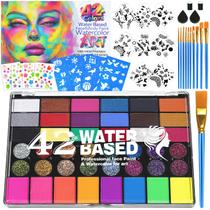 Kit de pintura facial Jobsonslates 42 cores ativado por água Kit de pintura facial Jobsonslates 42 cores ativado por água