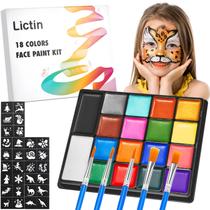 Kit de pintura facial Lictin 18 cores com pincéis e estênceis Kit de pintura facial Lictin 18 cores com pincéis e estênceis
